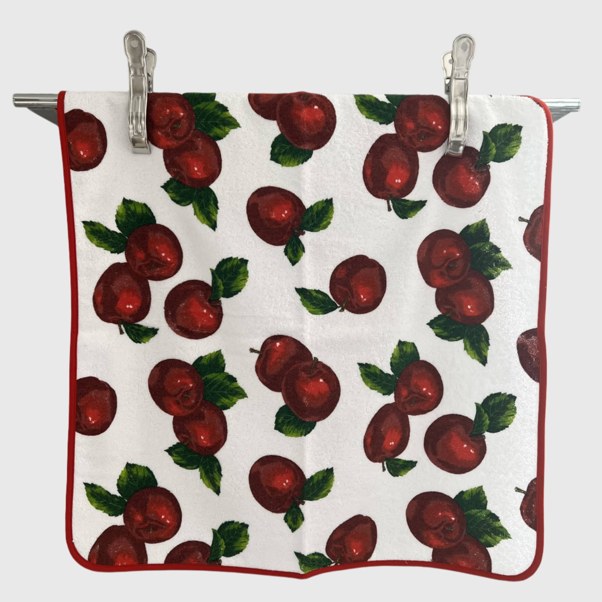 Towel with red apple pattern