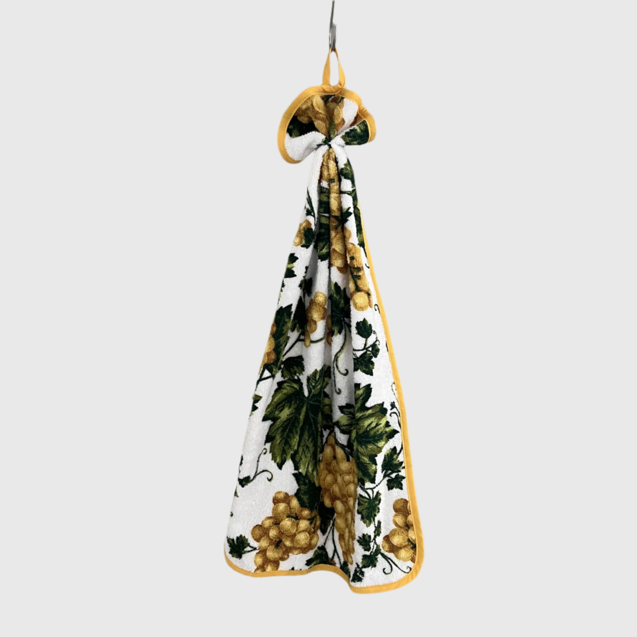 Curled towel with grape pattern