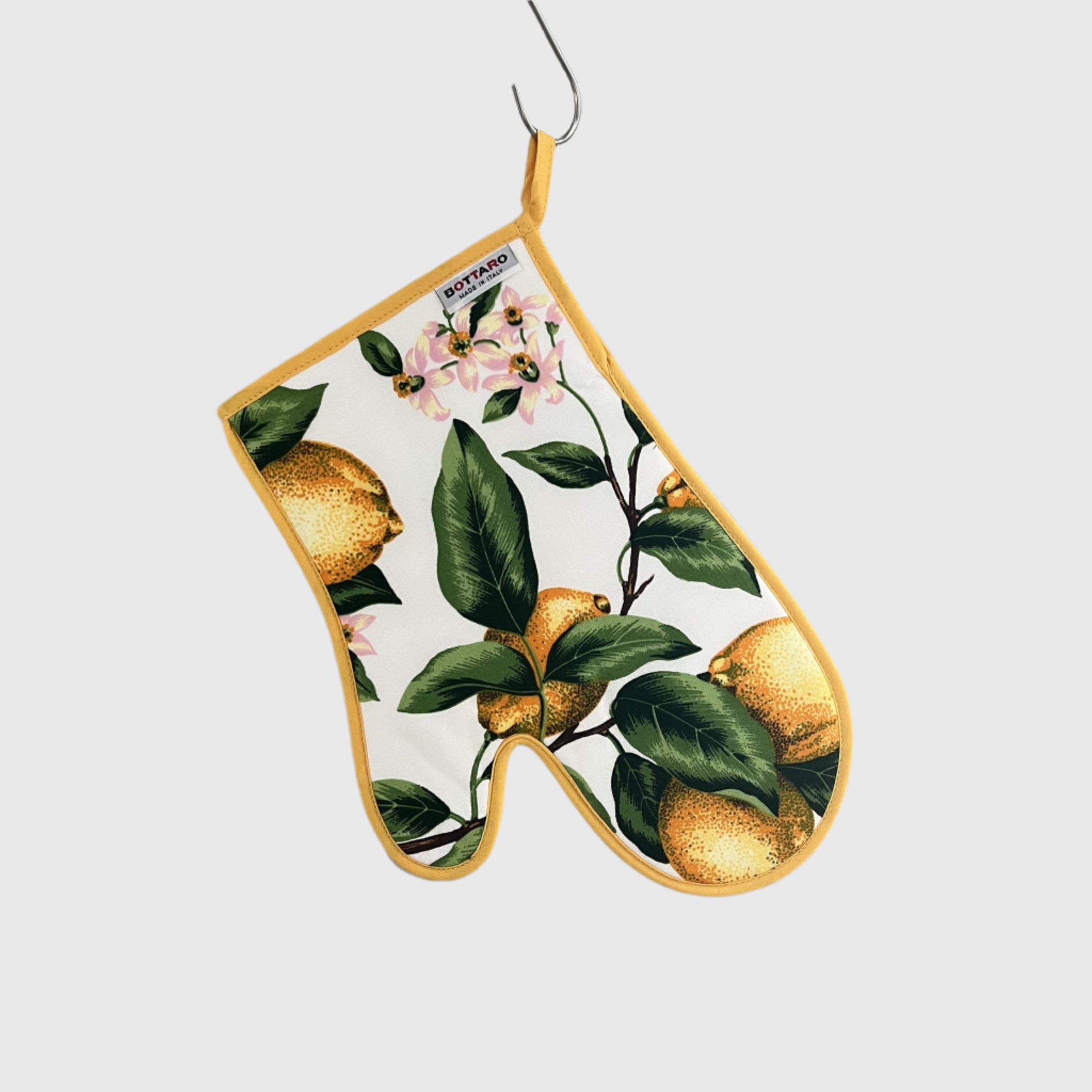 Oven glove with lemon and floral design
